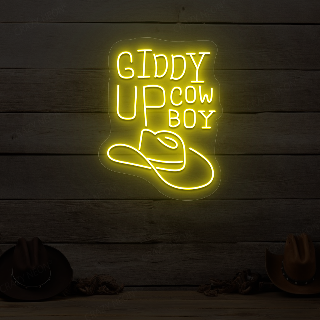 Giddy Up Cowboy Neon Sign | Yellow