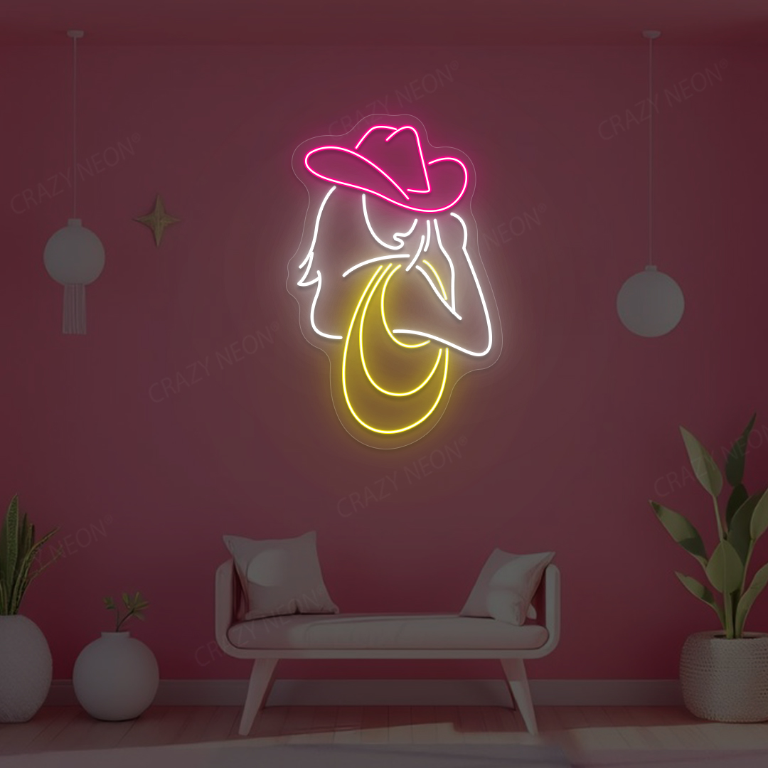 Lasso Cowgirl Neon Sign | Yellow