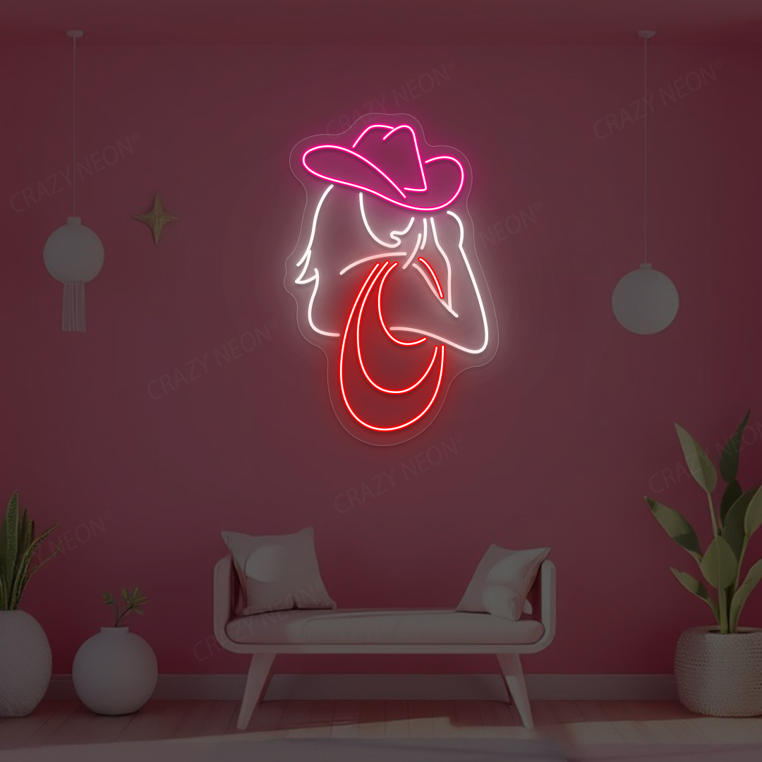 Lasso Cowgirl Neon Sign | Red