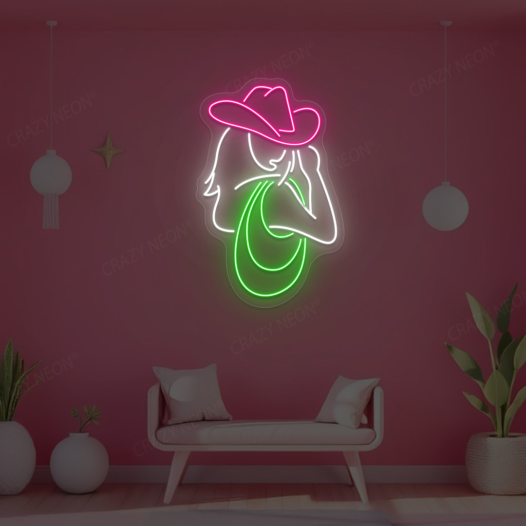 Lasso Cowgirl Neon Sign | Green