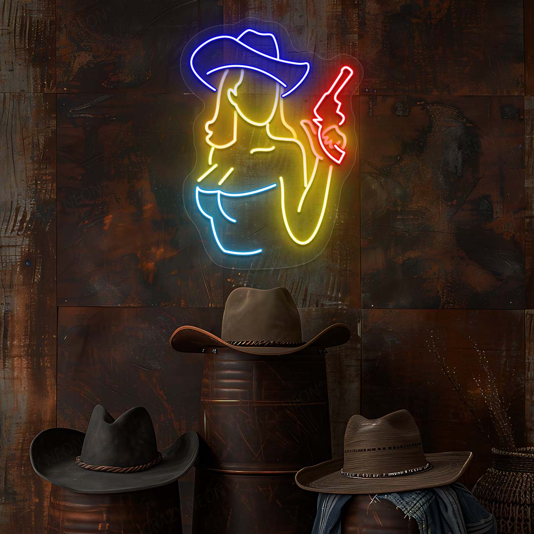 Gunslinger Cowgirl Neon Sign | Iceblue