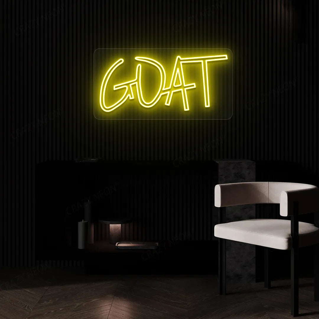 GOAT (Greatest of All Time) Neon Sign | Yellow