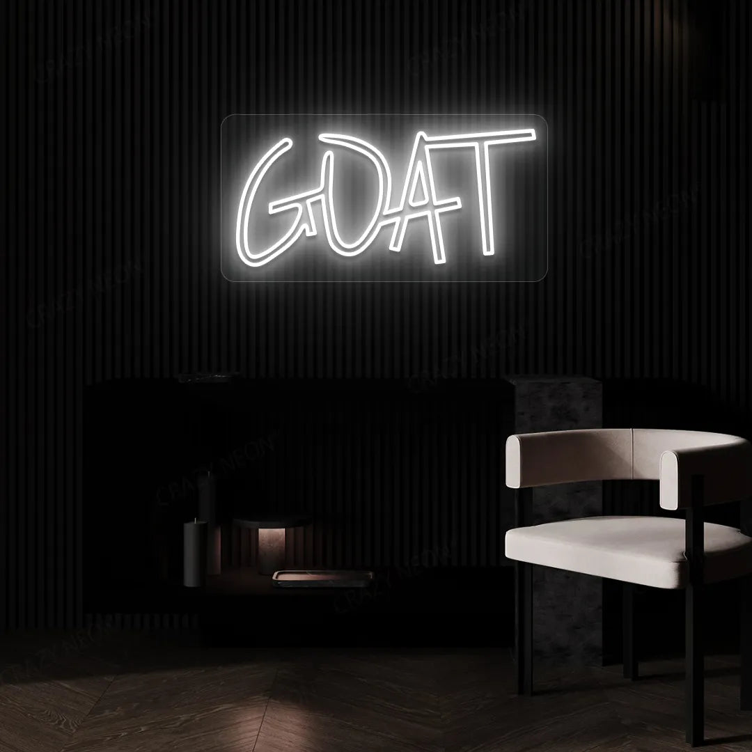 GOAT (Greatest of All Time) Neon Sign | White