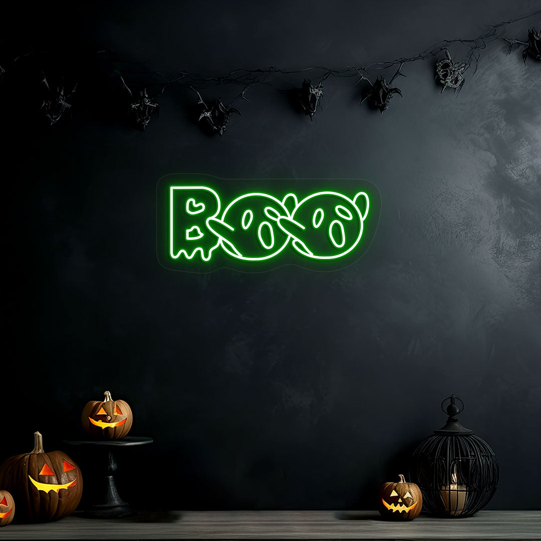 Boo With Ghouls Neon Sign | Green