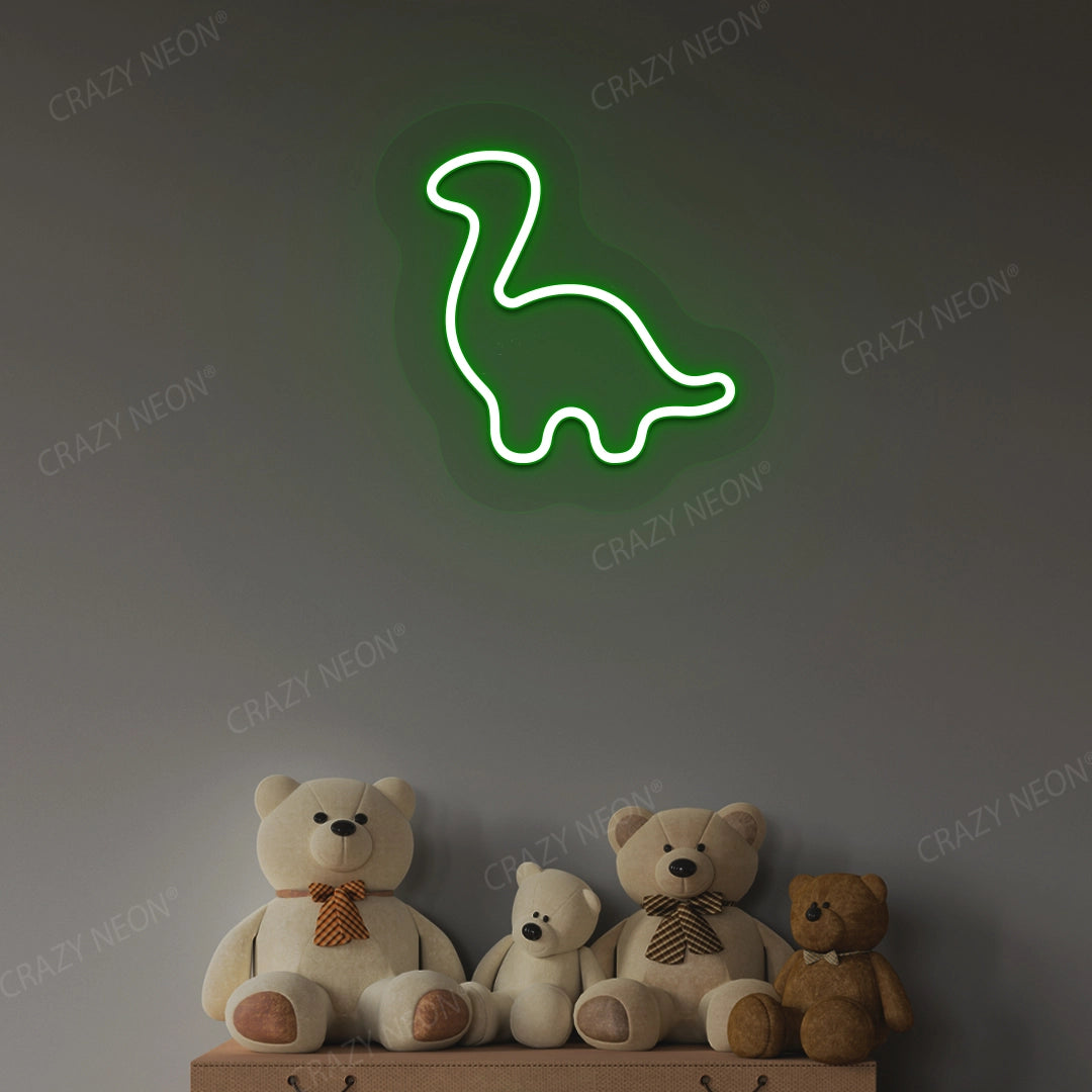 Cute Dinosaur Neon Sign | Green