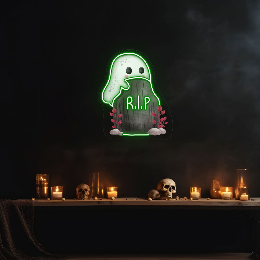 Ghoul On Tombstone UV Print Neon Sign | CNUS019480