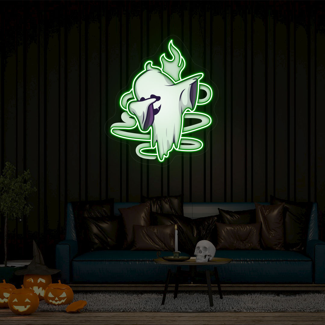 Stylish Ghoul Dab Neon Artwork | Green