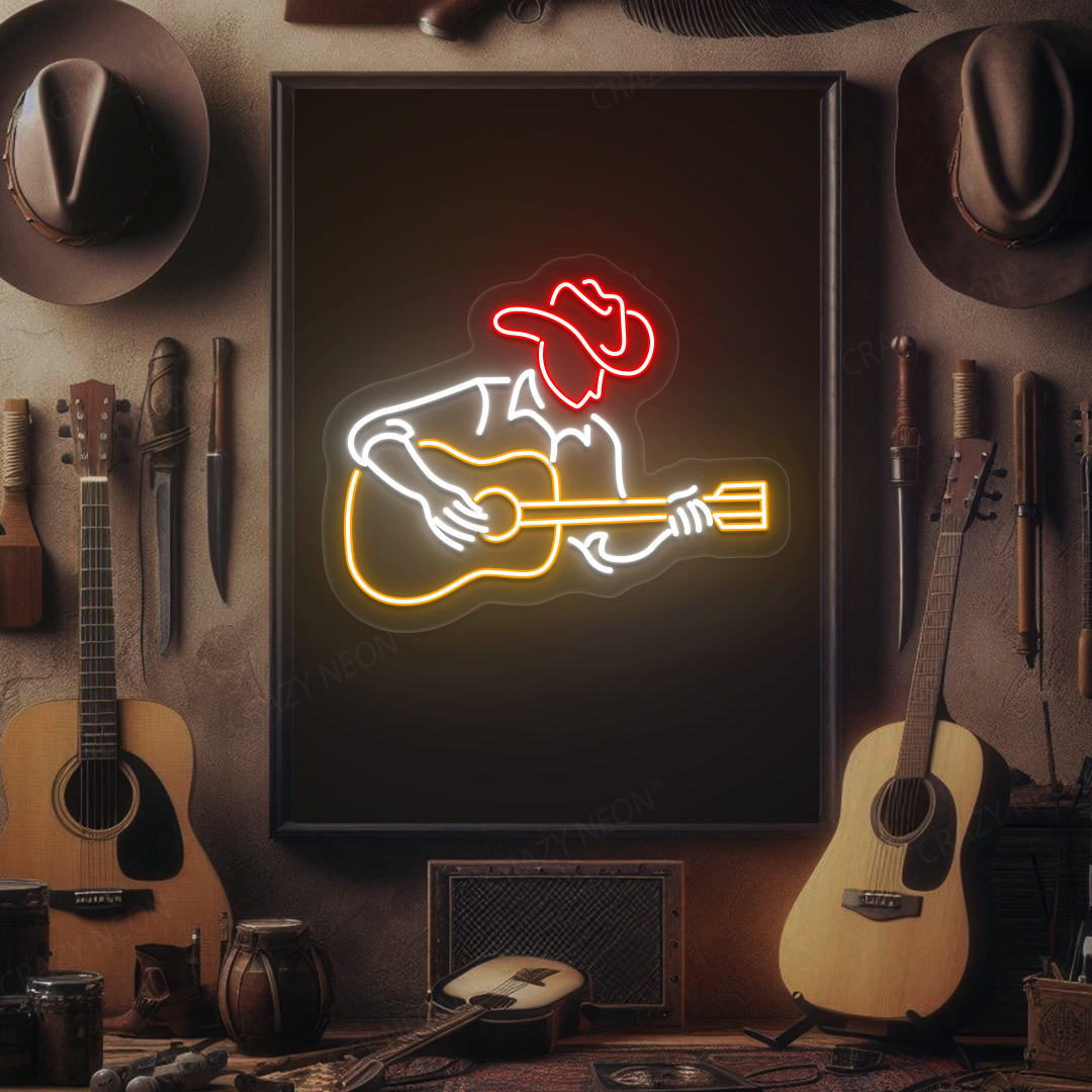Guitar-Playing Cowboy Neon Sign