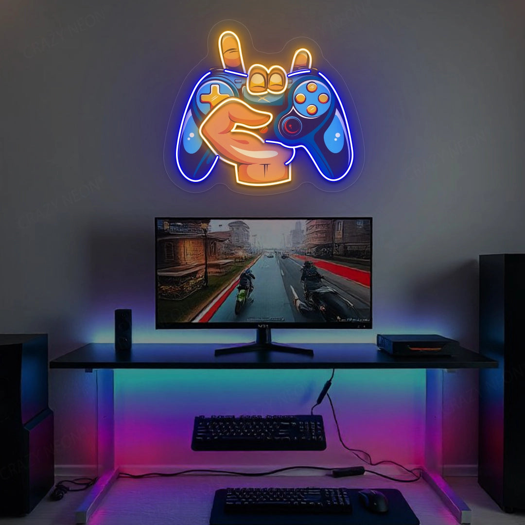 Game Controller Astronaut Artwork Neon Sign