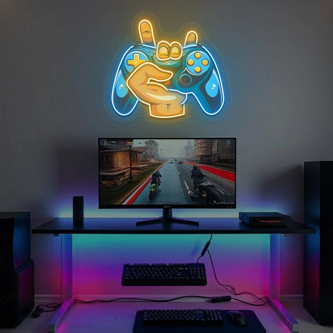 Game Controller Astronaut Artwork Neon Sign