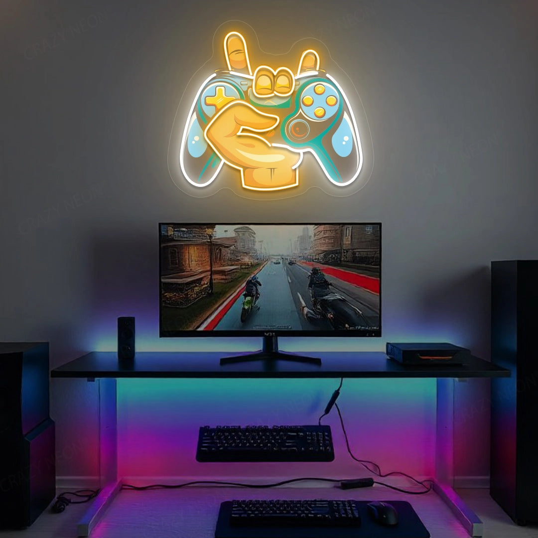 Game Controller Astronaut Artwork Neon Sign