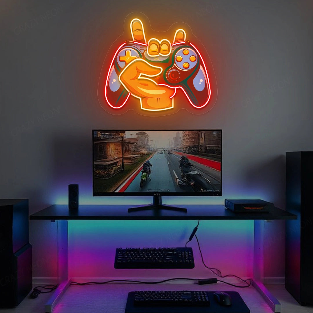 Game Controller Astronaut Artwork Neon Sign