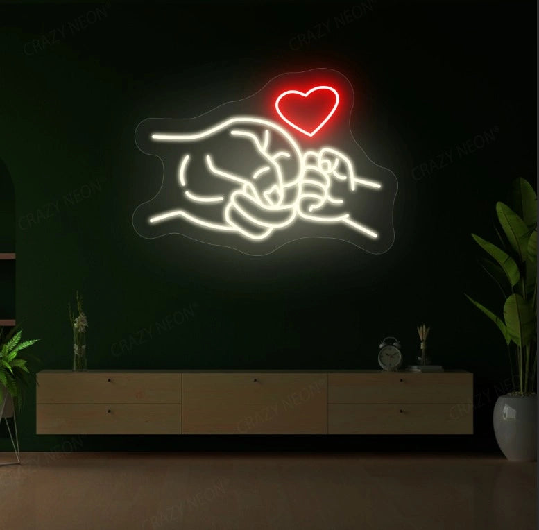 Father & Child Fist Bump Neon Sign | white