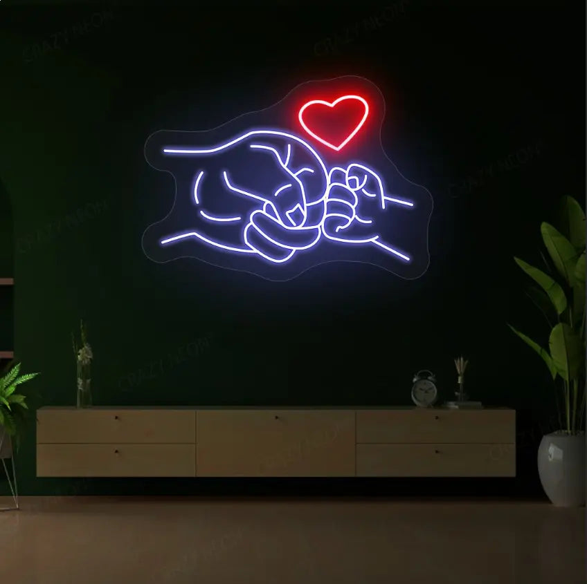 Father & Child Fist Bump Neon Sign | Blue