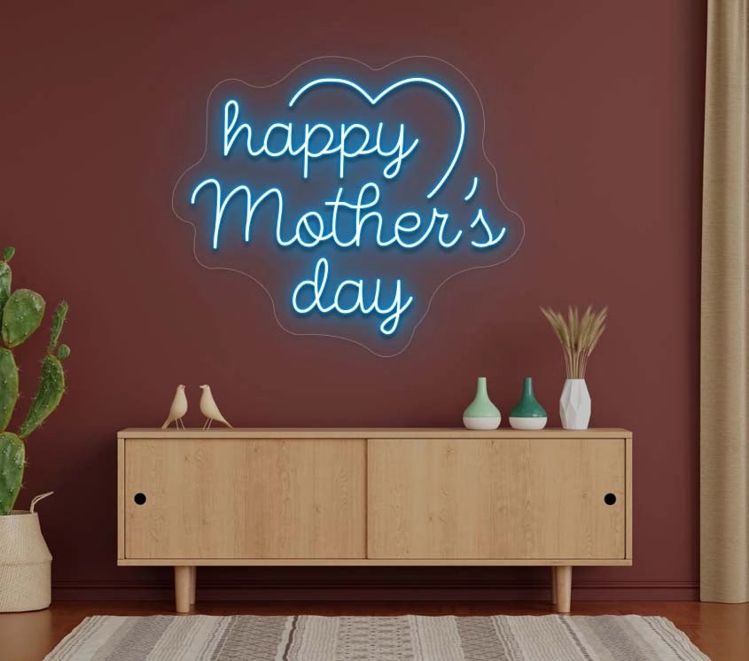 Happy Mother's Day Neon Sign | Ice Blue