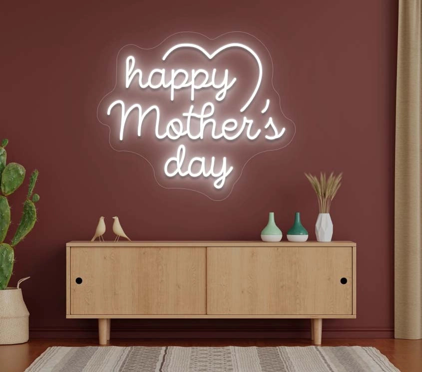 Happy Mother's Day Neon Sign | White