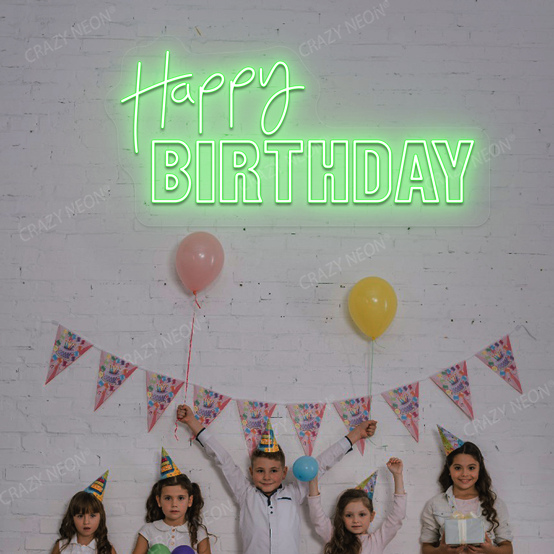 Happy Birthday Neon Light - Celebration Wall Decor | Green
