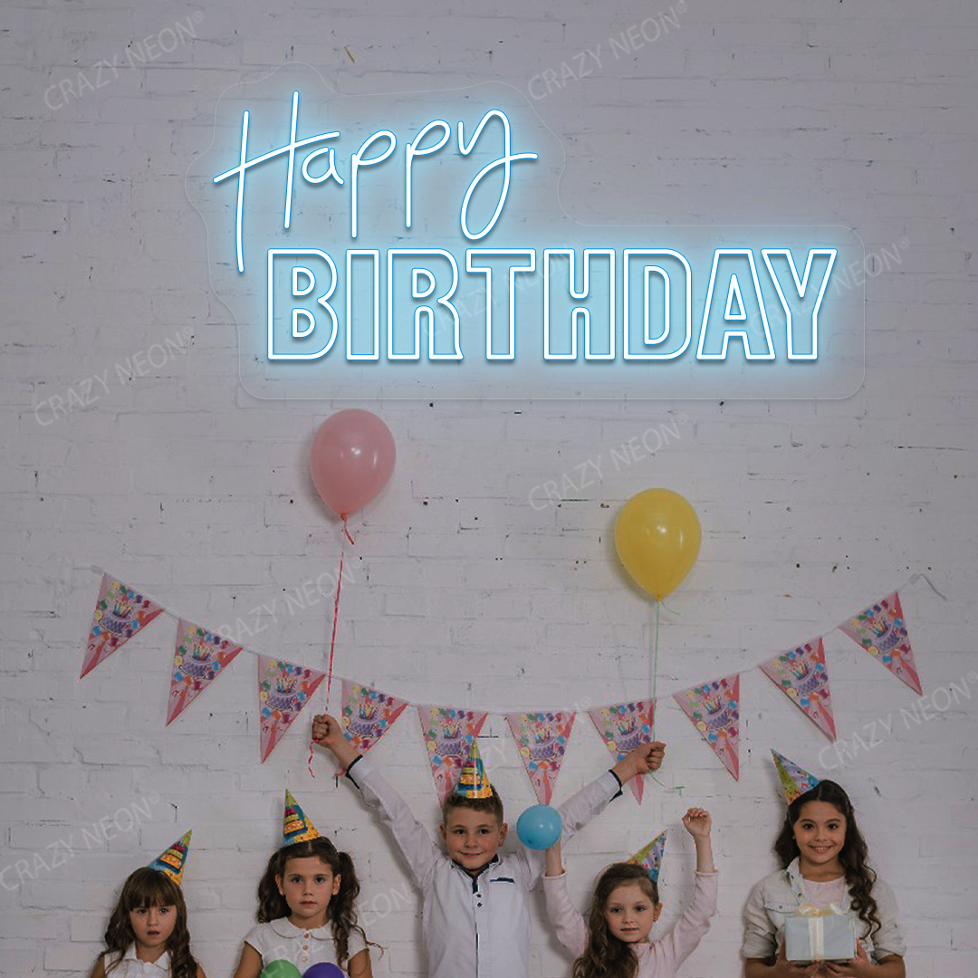 Happy Birthday Neon Light - Celebration Wall Decor | Iceblue