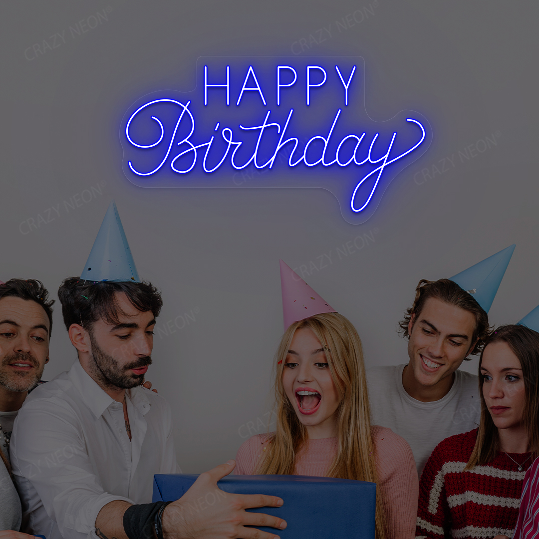 Happy Birthday LED Neon Sign | Blue