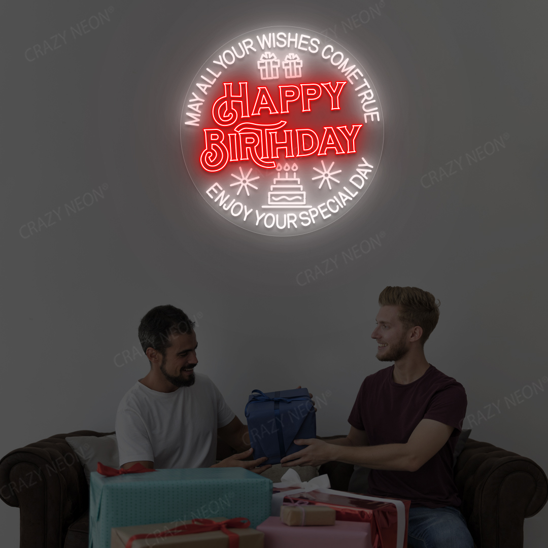 Birthday Wishes Neon Sign | Red