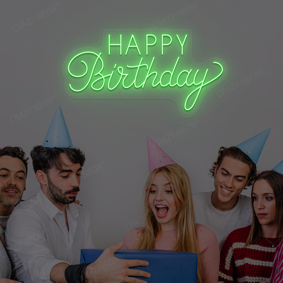Happy Birthday LED Neon Sign | Green