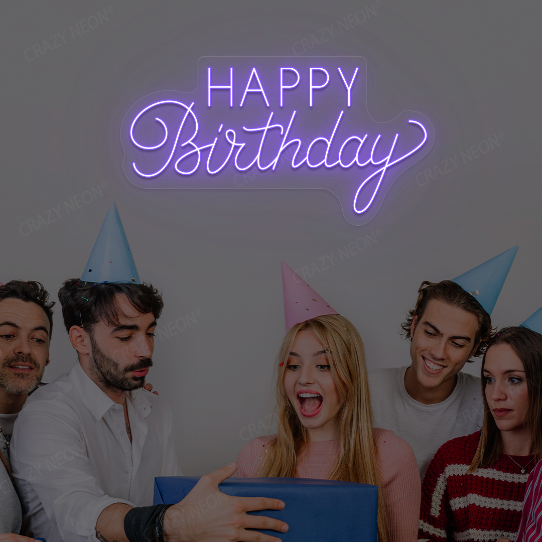 Happy Birthday LED Neon Sign | Purple