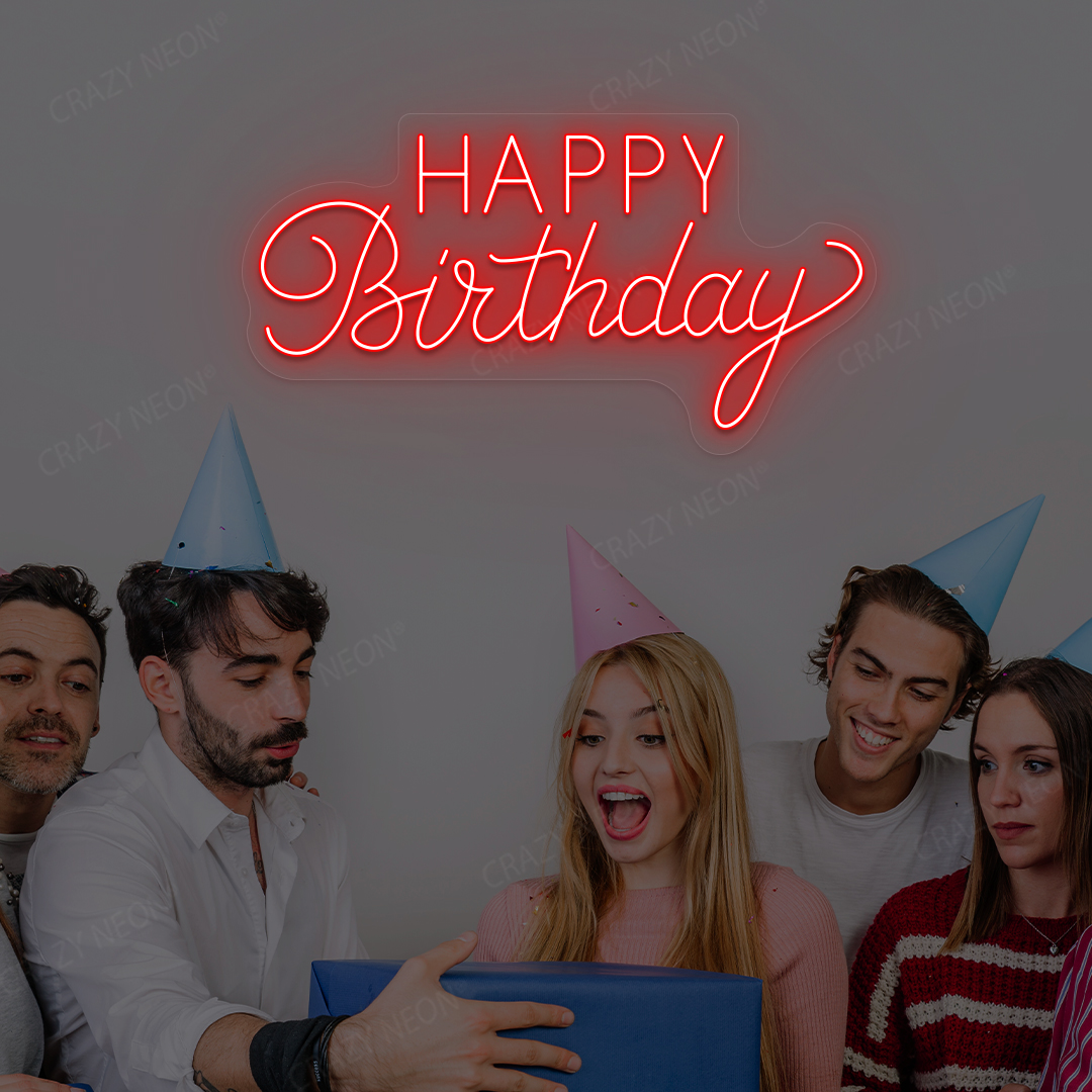 Happy Birthday LED Neon Sign | Red
