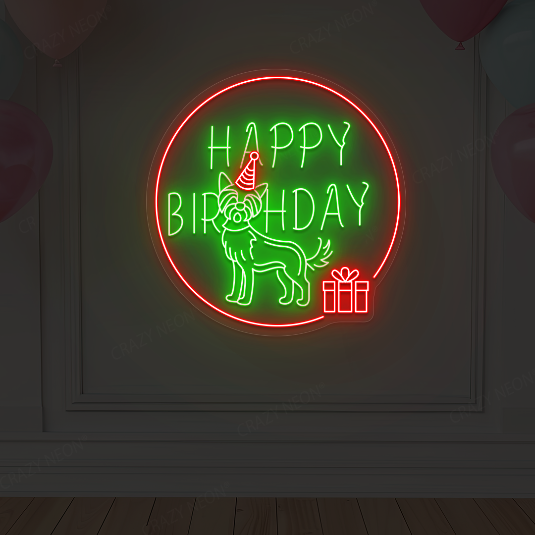 Dog Birthday Neon Sign | Green