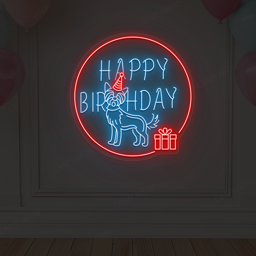 Dog Birthday Neon Sign | Iceblue