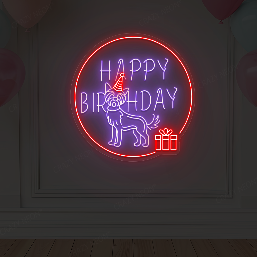 Dog Birthday Neon Sign | Purple