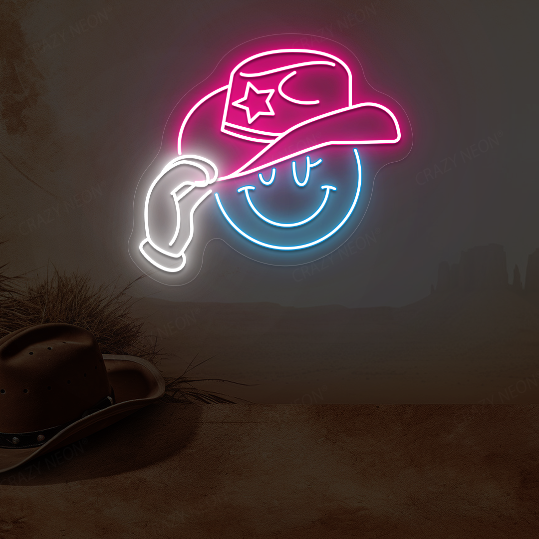 Tip Your Cowboy Hat Emoji Neon Sign | Iceblue
