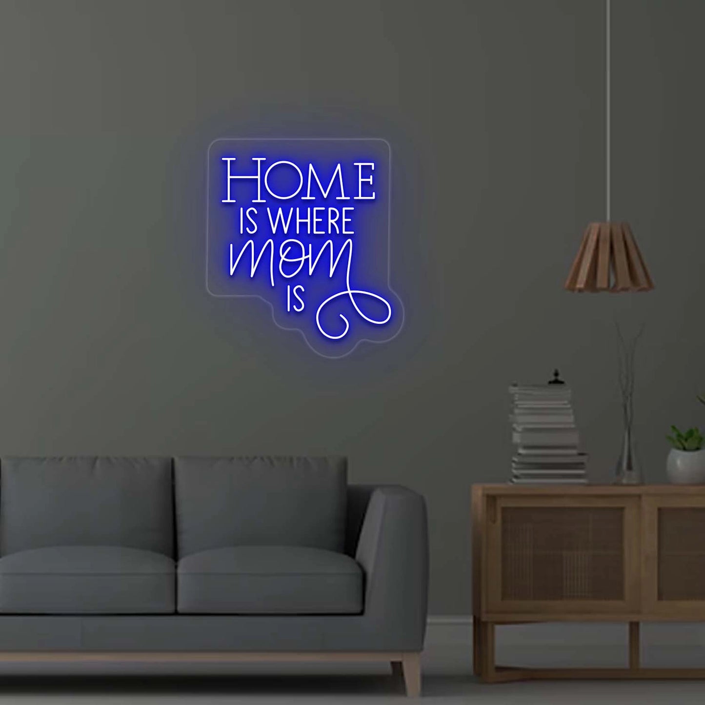 Home is where Mom is Neon Sign | Blue