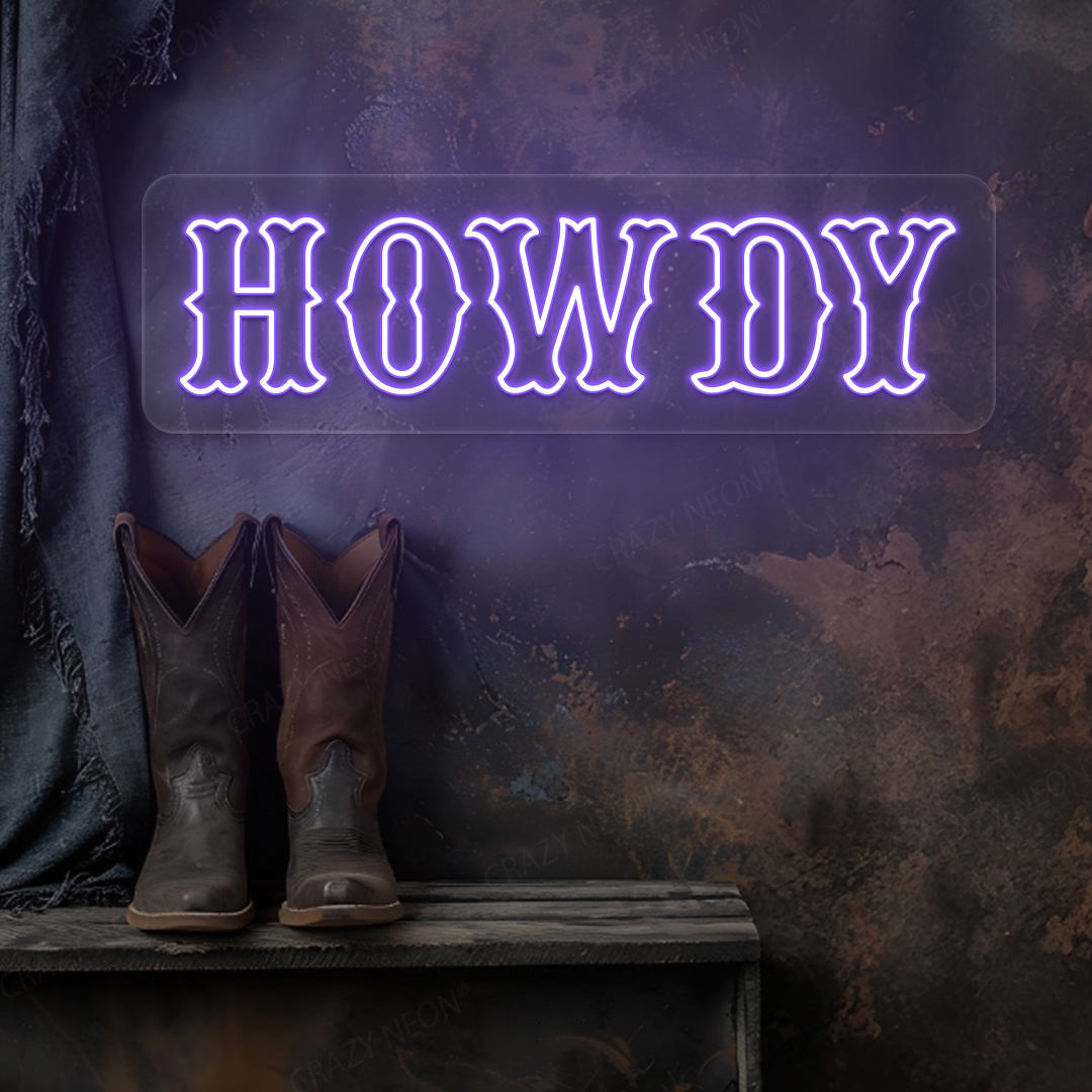 Howdy Neon Sign | Purple
