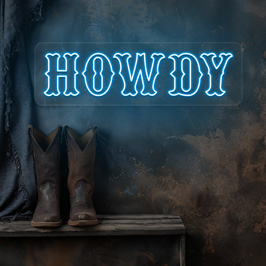 Howdy Neon Sign | Iceblue