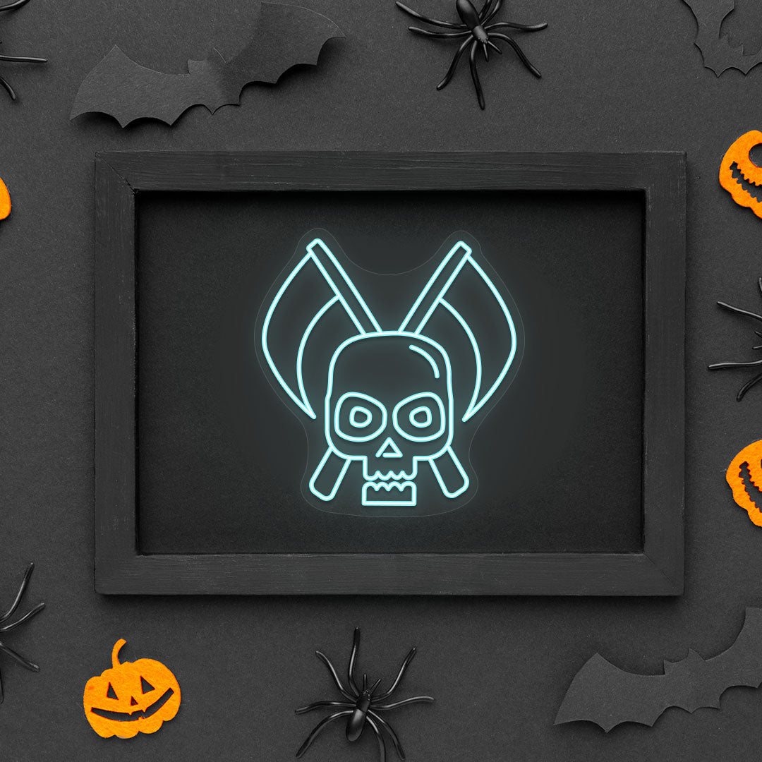 Skull With Scythe Neon Sign | Iceblue
