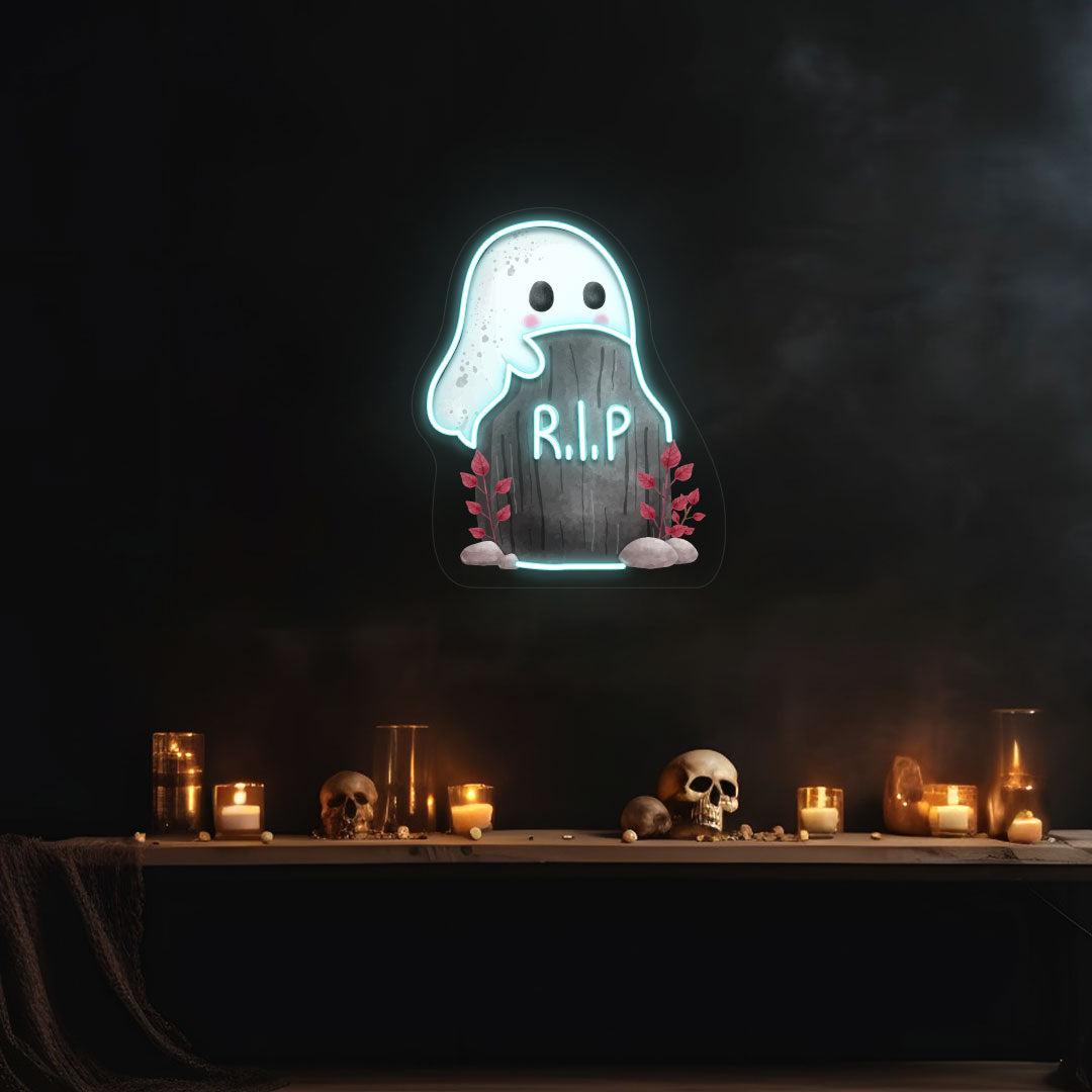 Ghoul On Tombstone UV Print Neon Sign | CNUS019480