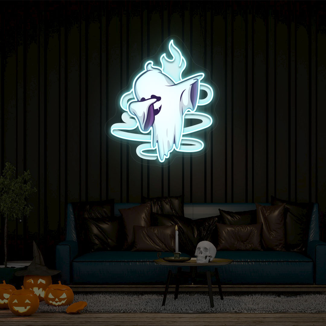 Stylish Ghoul Dab Neon Artwork | Iceblue