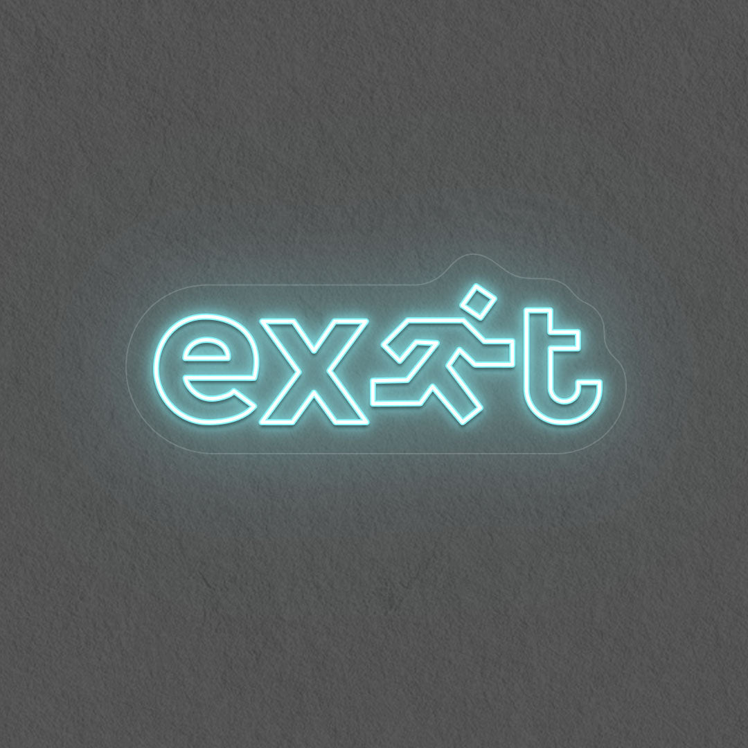 Cool Exit Neon Sign | Iceblue