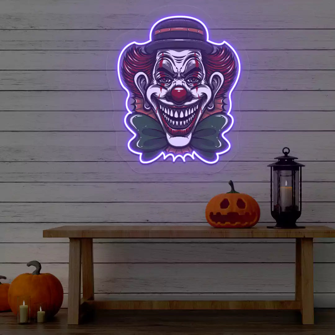 Evil Clown Neon Artwork | Purple