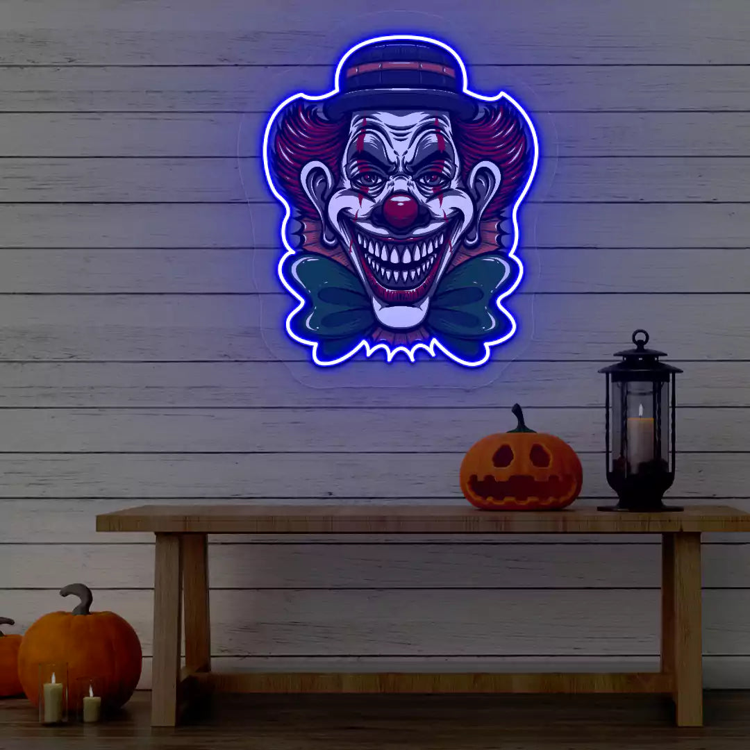 Evil Clown Neon Artwork | Blue