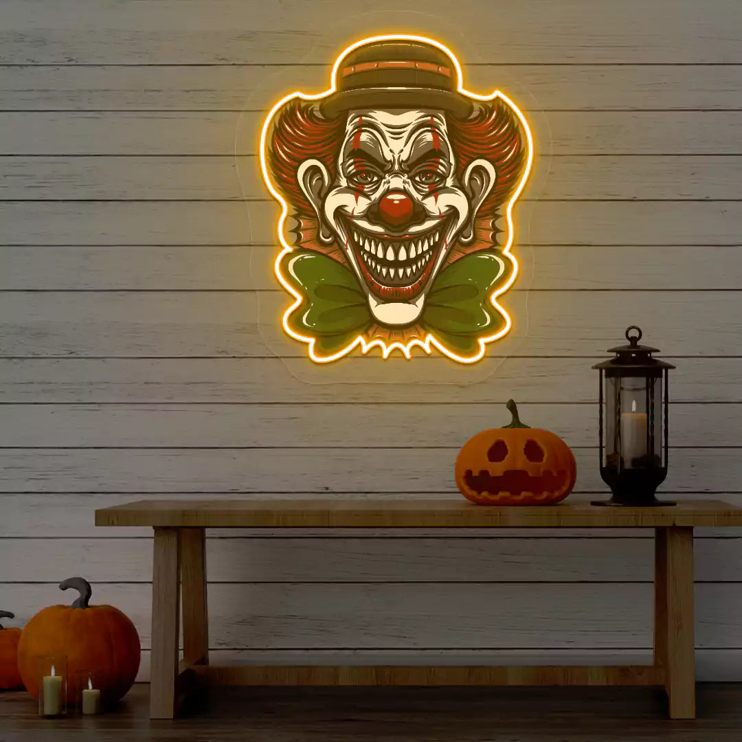 Evil Clown Neon Artwork | Orange