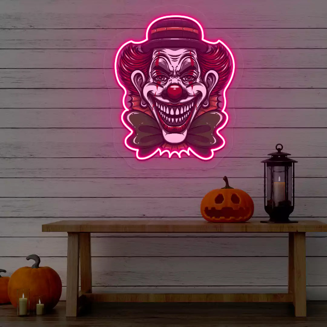 Evil Clown Neon Artwork | Pink