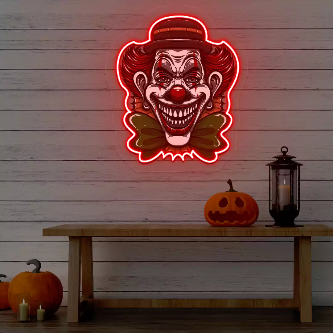 Evil Clown Neon Artwork | Red