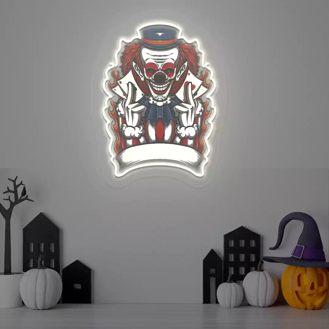 Fire Ringmaster Clown Neon Artwork | Warmwhite