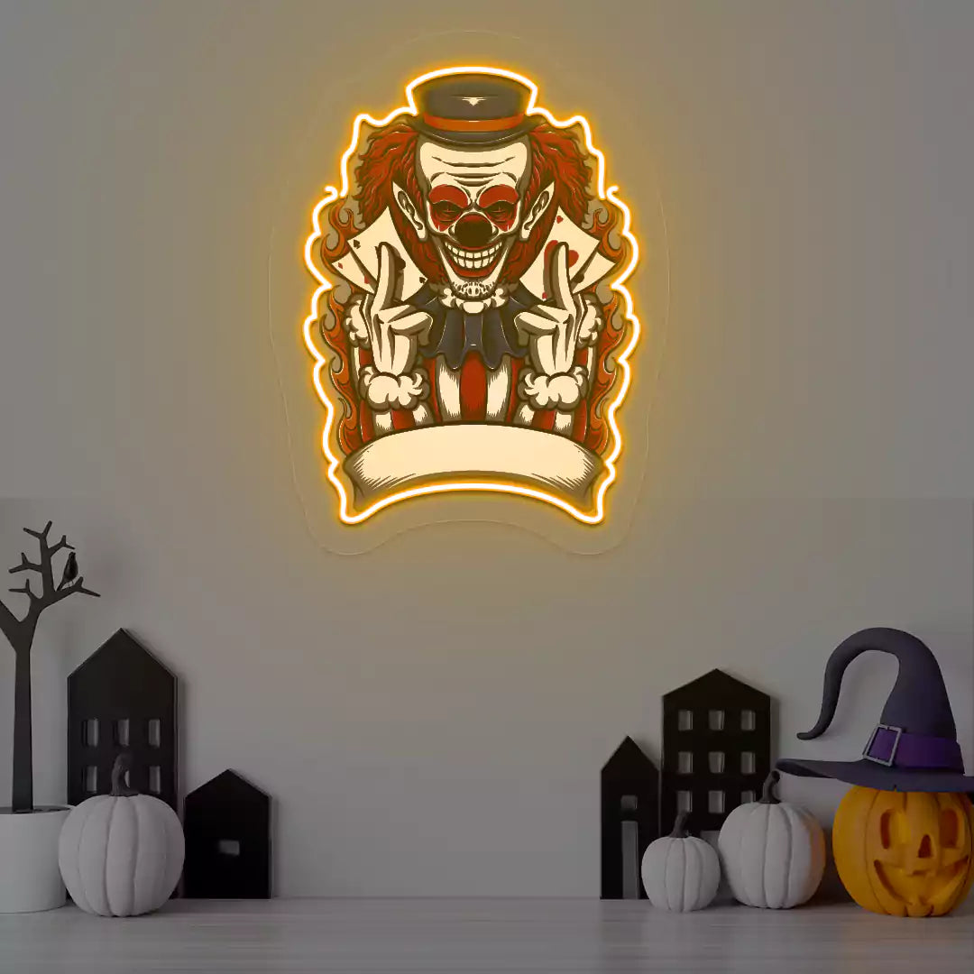 Fire Ringmaster Clown Neon Artwork | Orange