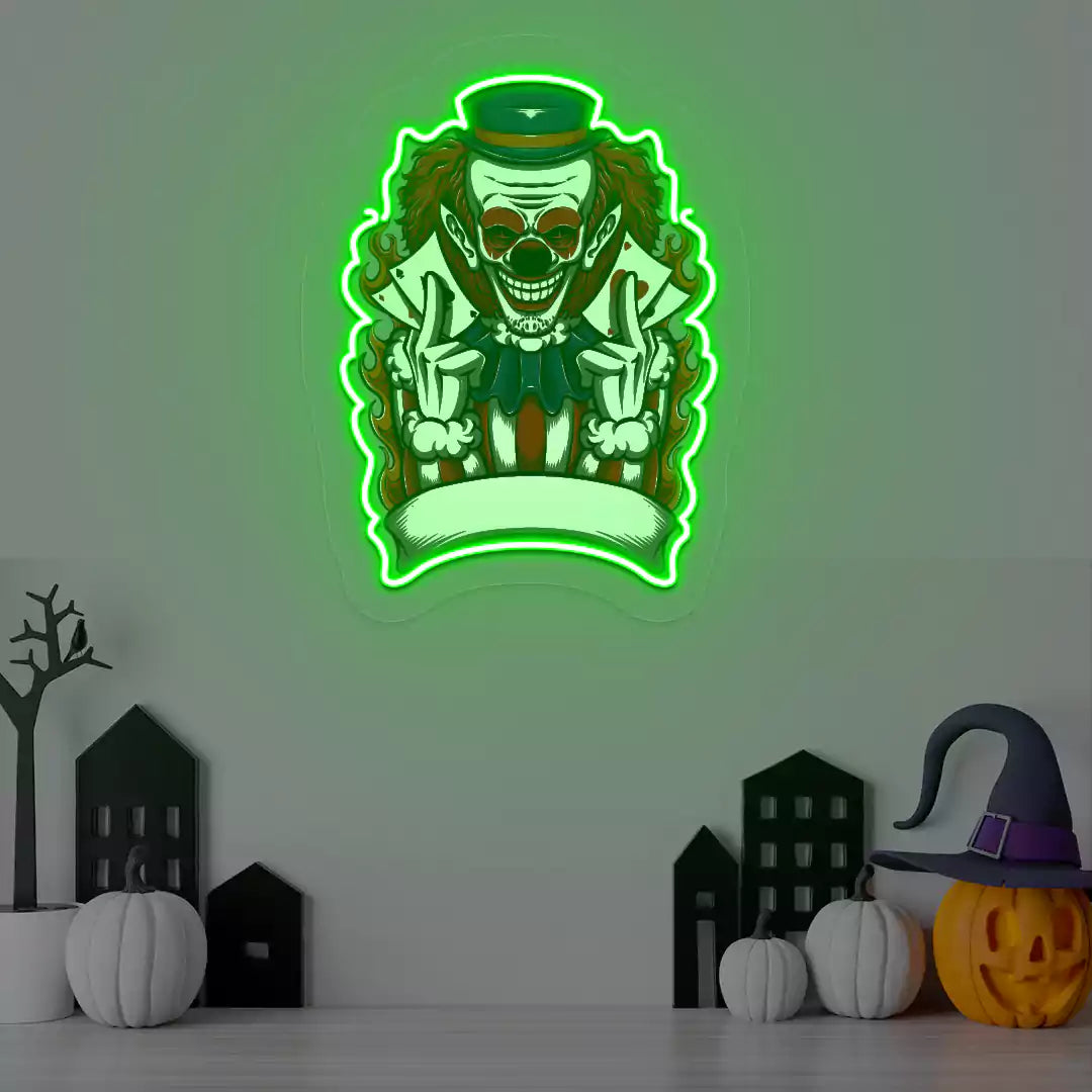Fire Ringmaster Clown Neon Artwork | Green