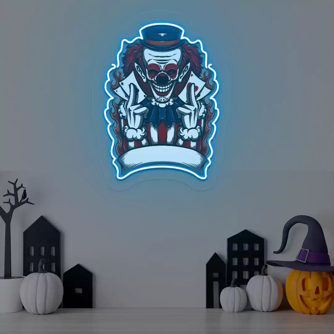 Fire Ringmaster Clown Neon Artwork | Iceblue