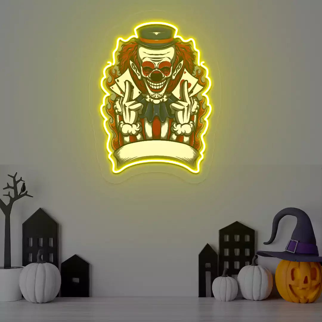 Fire Ringmaster Clown Neon Artwork | Yellow