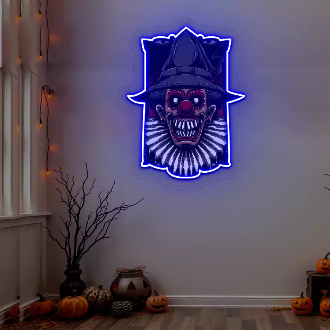 Haunted Clown Neon Artwork | Blue