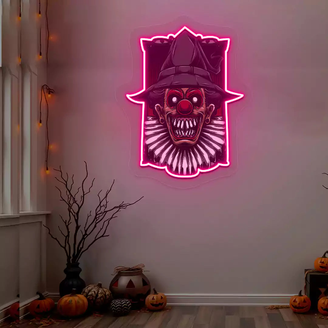 Haunted Clown Neon Artwork | pink